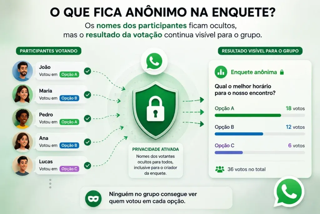Resultado de uma votação em grupo com os nomes dos votantes ocultos